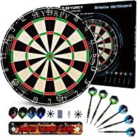 Seydrey Diana de Dardos- Juego de Diana de Dardos de Cerdas con 6 Dardos de Punta de Dcero de 20 g- 12 Colas- Anillo…